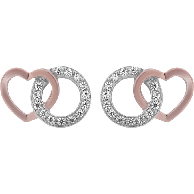 Orphelia 'Ely' Dames 925 Sterling Zilveren Stud Oorringen - Zilver/Roze ZO-7286