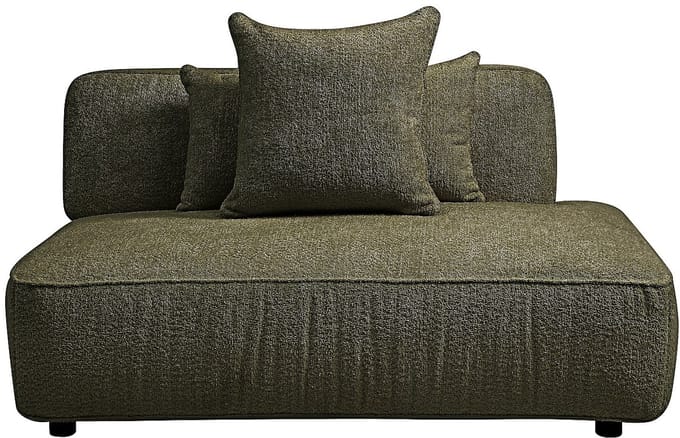 Vente-unique Chaise longue rechts in kakigroene boucléstof LELACO