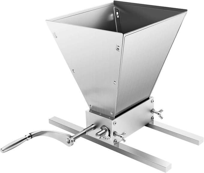 Graanmolen Handmatig - Graanpers - Granen Malen - Instelbare Rolafstand - 4 Liter Trechter - Zilver