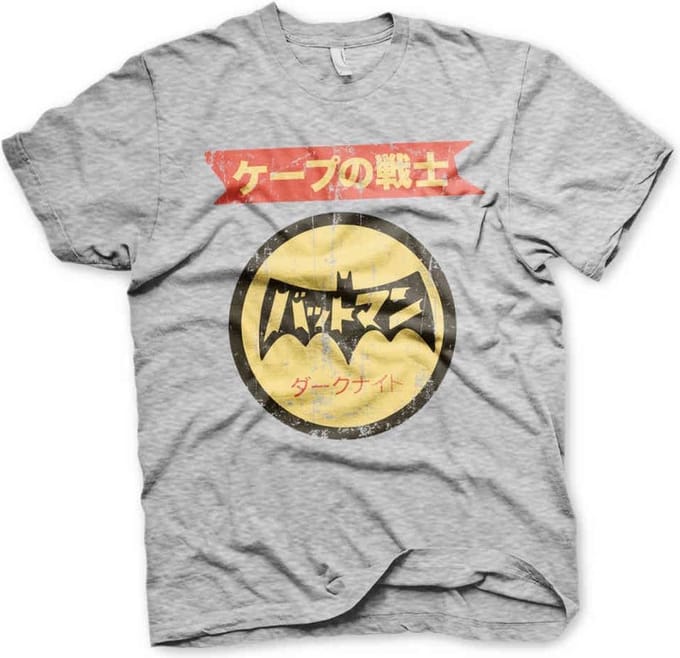 DC Comics Batman Heren Tshirt -XL- Japanese Retro Logo Grijs