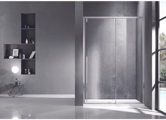FugaFlow Efficiente Vetro Schuifdeur - 140x200cm - softclose - links/rechts - gepolijst zilver