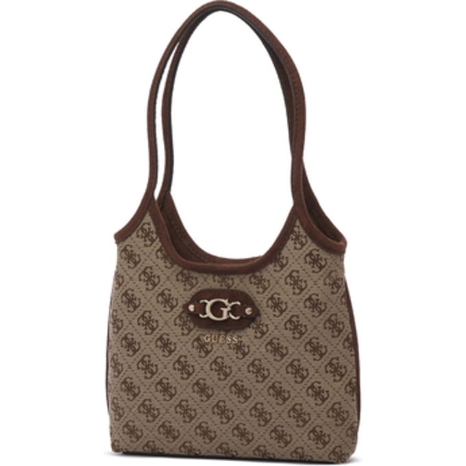 GUESS handtas schoudertas Samantha Mini Tote Latte Logo / Brown Lichtbruin