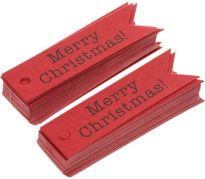 Kerstcadeau Naam Labels - Cadeaulabels - Kerstmis Kado Gift Tags - Merry Christmas Rood - 15 Stuks