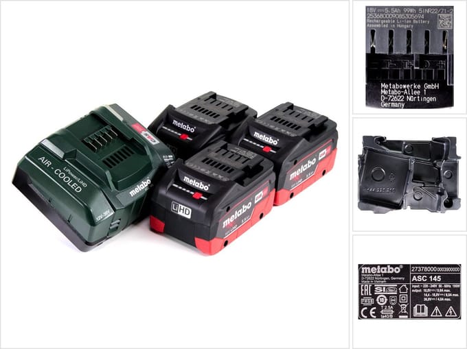 Metabo 685074000 18V LiHD accu starterset (3x 5.5Ah) + lader