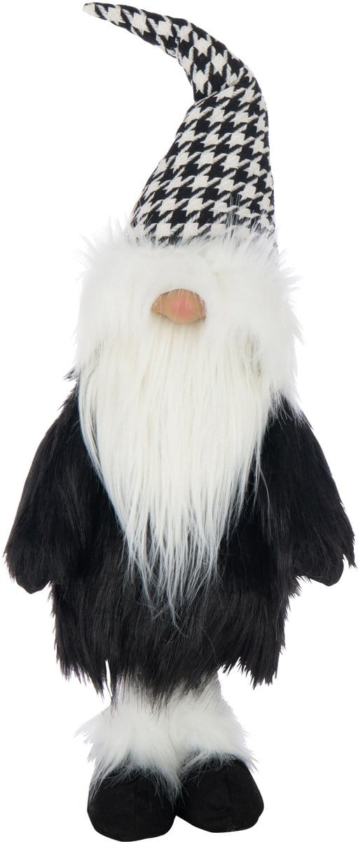 J-Line figuur Kerstman Pied-De-Poule - polyresin - wit/zwart