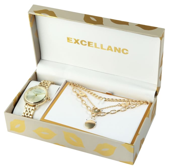 Excellanc Dames Cadeauset 1800247 Excellanc geschenkset dameshorloge met drie kettingen