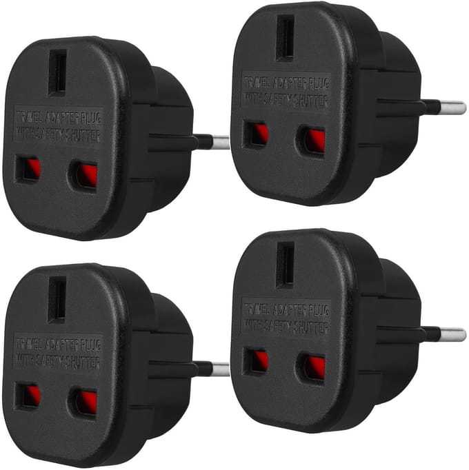 Maclean MCE72- 4 stuks Adapter voor Britse UK naar Europese EU-stekker