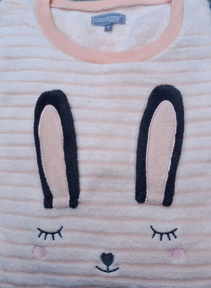 Cocodream dames huispak fleece - maat XL - Rabbit - roze