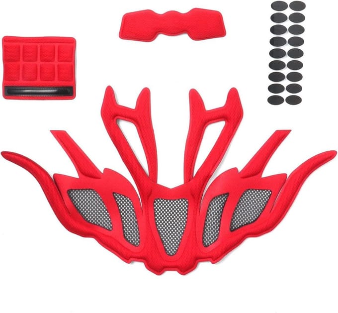 Helm Padding Kit - Spons Voering - Comfortabel Fietsen - Wasbaar en Sneldrogend - 21 Stuks - Rood