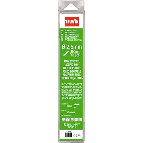 Telwin elektroden RVS rutiel Ø 2,5mm (10 Stuks)