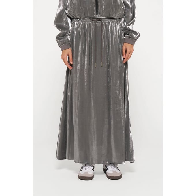 10DAYS Shiny Skirt Silver Größe: M | Maxikleider Outlet | Damen | Grau