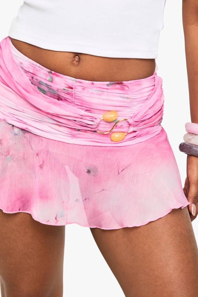 boohoo Dames Tie Dye Gekralen Mini Strand Rara Rok | Roze | Maat: Medium