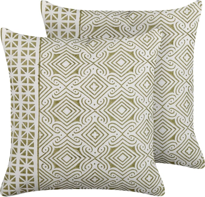 LARICS - Sierkussen set van 2 - Lichtgroen - 45 x 45 cm - Katoen