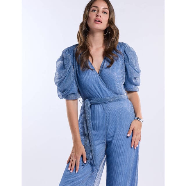 Freebird F-jer-plisse-lurex-26-1 Jumpsuits Dames - Lichtblauw - Maat M