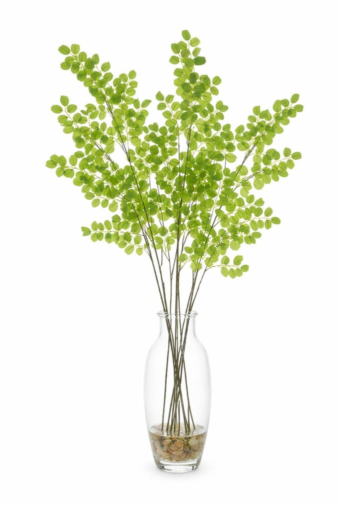Bellatio Design Kunsttak / kunstbloem Button Leaf - 3x - 90 cm - groen - boeket opvulling bladgroen