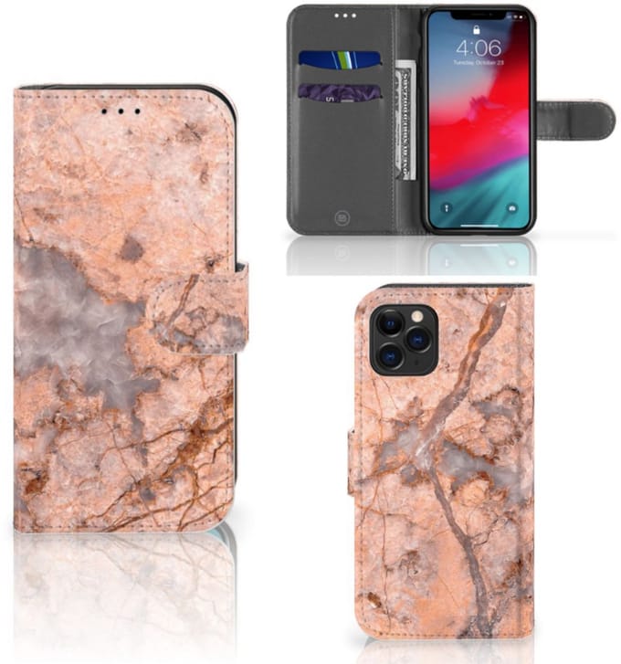 Apple iPhone 11 Pro Bookcase Marmer Oranje