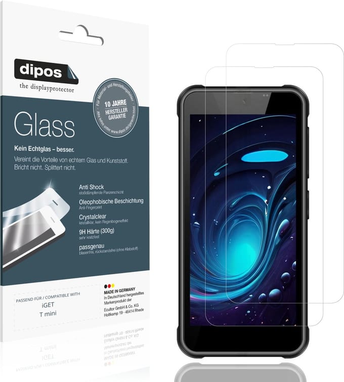 dipos – 2x Pantserfolie geschikt voor iGET T mini | 9H Screenprotector