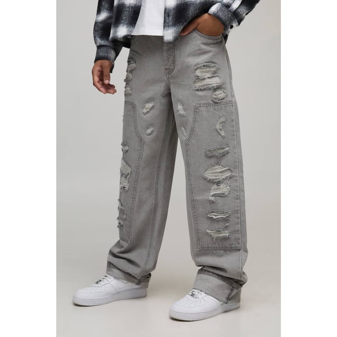 Relaxed Fit Gescheurde Timmerman Jeans | Light Grey | Size 34