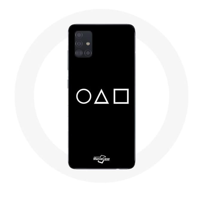 Coque pour samsung galaxy A71 Squid Game logo symboles cercle carre triangle Fond Noir