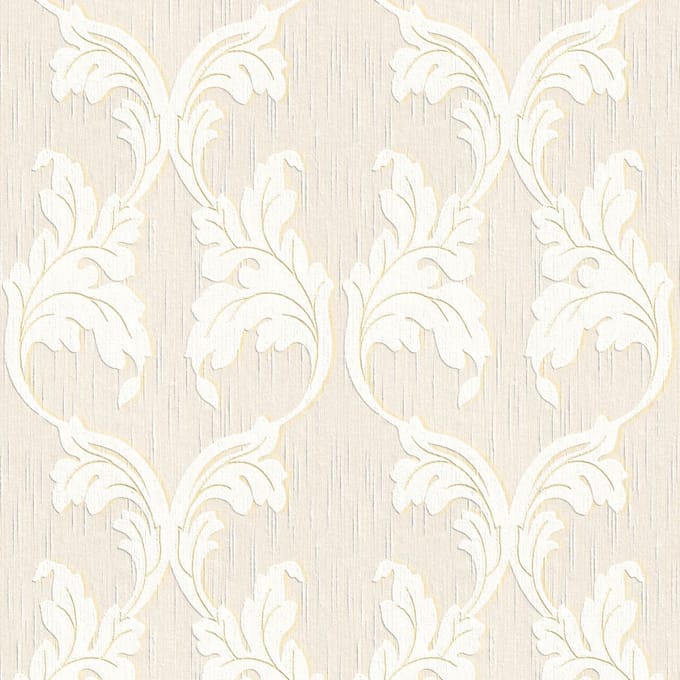 Textiel look behang Profhome 956287-GU textiel behang gestructureerd in textiel look mat beige crèmewit goud 5,33 m2