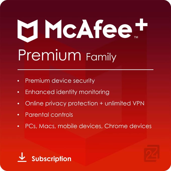 McAfee+ Premium Family Onbeperkt Aantal Apparaten / 1 Jaar