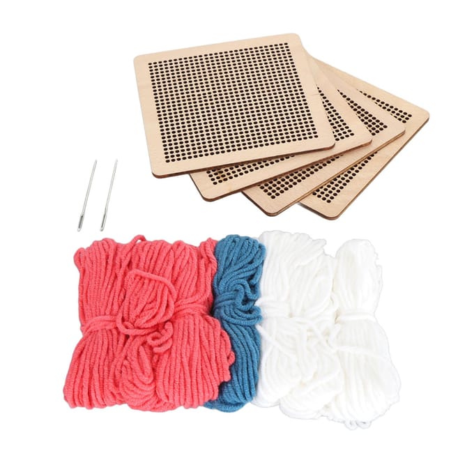 Kit de Point de Croix Débutant 4 Pièces Motif Floral Kit de Démarrage Broderie Rose vert clair