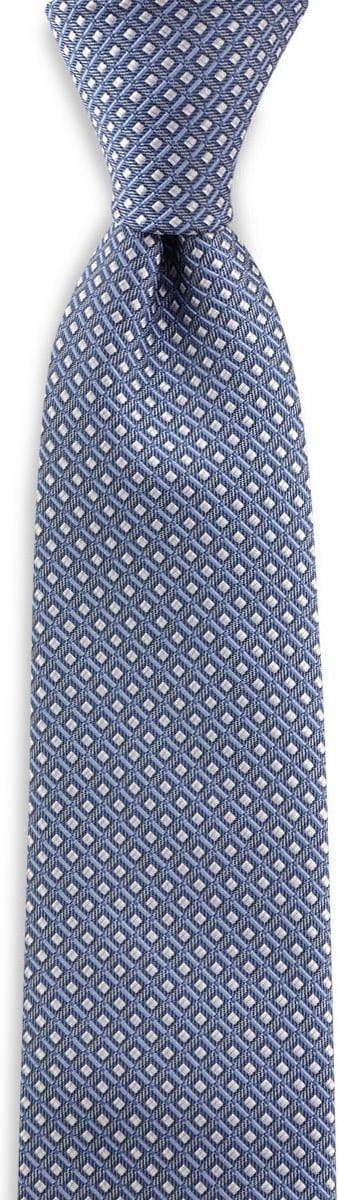 JB Collection - Stropdassen - stropdas patroon denimblauw wit - denimblauw / lichtblauw / wit
