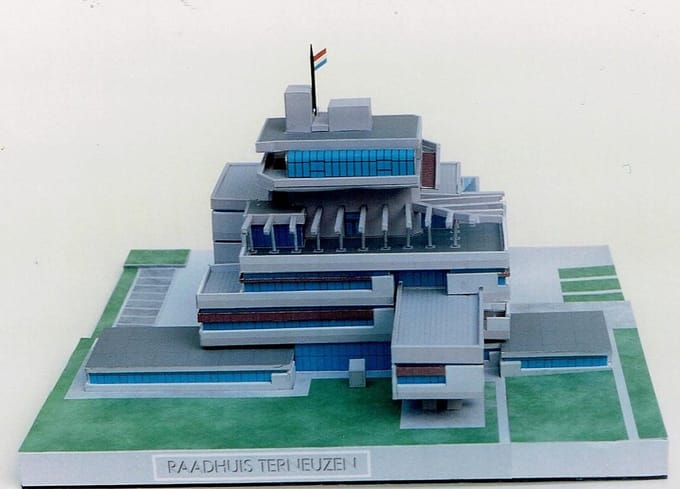 modelbouw, bouwplaat stadhuis Terneuzen, schaal 1/200