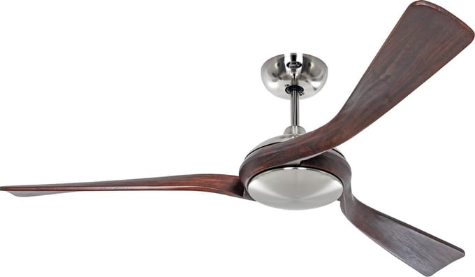 CasaFan Plafondventilator Eco Interior, chroom, hout, DC-motor, Ø 140 cm