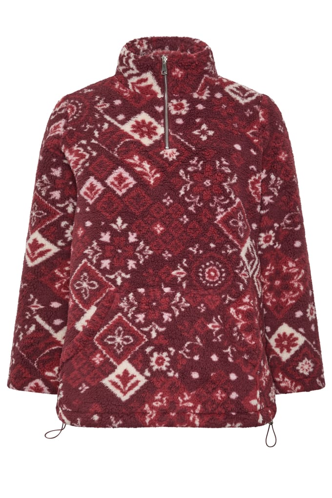 Yours Rode Fleece Met Tegelprint En Kwartrits Size 58-60