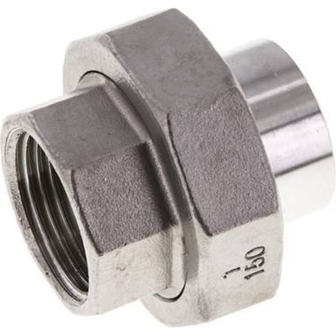 Rechte Koppeling Rp1'' Binnendraad X 33.7mm Laseind RVS Conische Afdichting 16bar