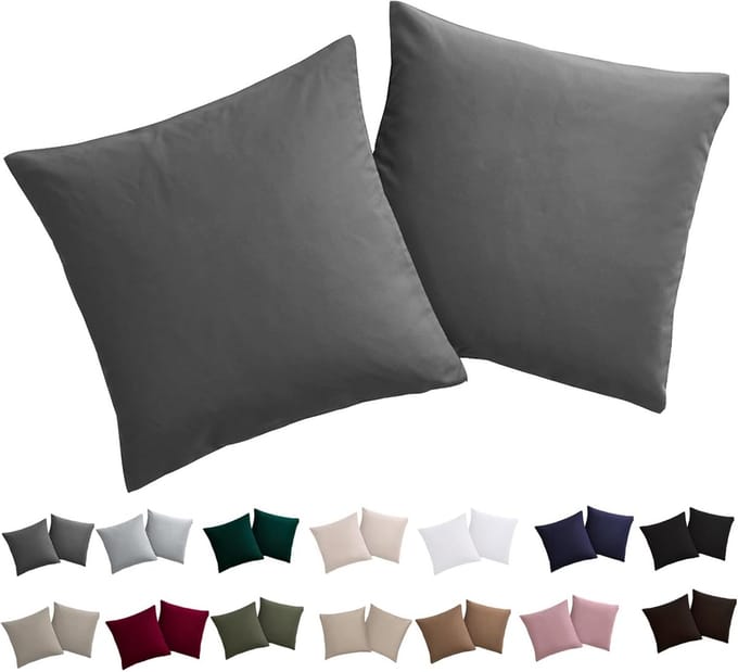 Set van 2 Sierkussenhoezen 40x40 cm - Antraciet - Strijkvrij Microvezel