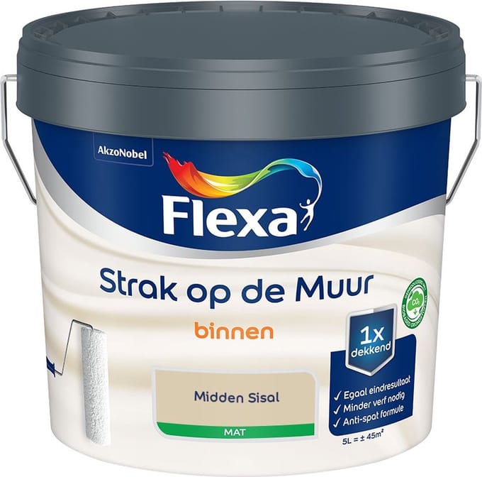 Flexa - Strak Op De Muur Binnen Mat - Midden Sisal - Mengverf - 5 L
