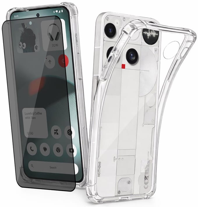 Hoesje geschikt voor Nothing Phone 3 - Privacy Screenprotector Volledig Dekkend Glas - Shockproof Transparant