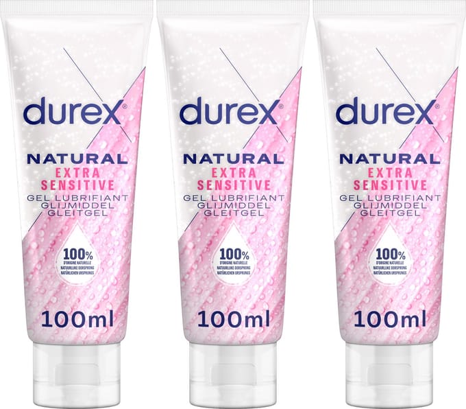 Durex Glijmiddel Natural - Extra Sensitive  - 100% natuurlijk - 100ml x3