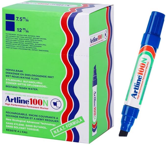 ARTLINE 100 NEAT - Permanent Marker - Doos van 12 stuks - 7,5-12mm Lijndikte - Blauw