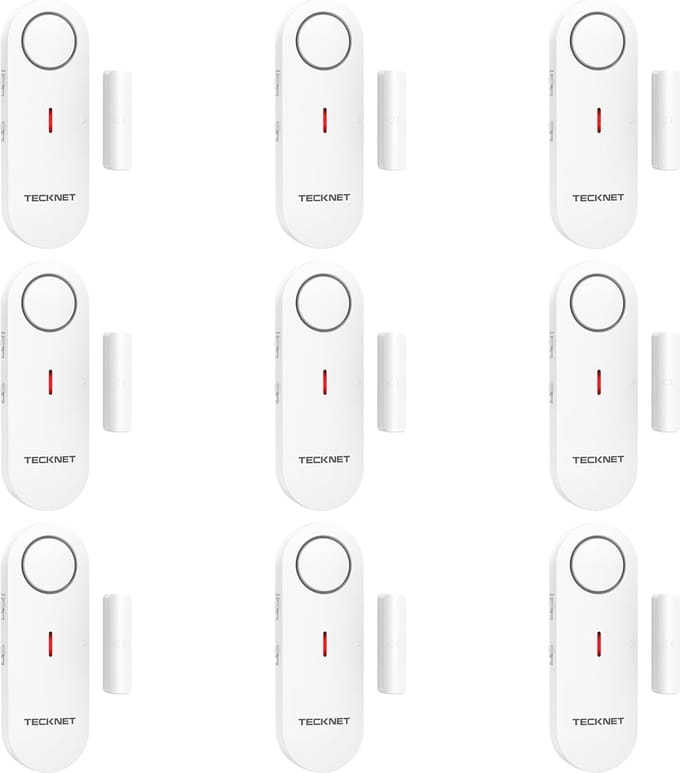 Tecknet DeurAlarm - Deur Sensor - Raam en Deur Alarm - Huis beveiliging - Magnetisch alarm - 100dB - 9 stuks