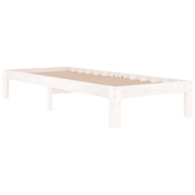 vidaXL - Bedframe - massief - hout - wit - 75x190 - cm