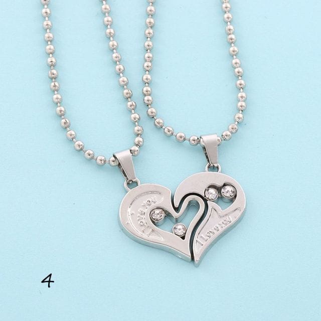 Design Sculpté Unique Mode Bijou Cadeau Amour Couple Collier Collier Pendentif en Forme de Cœur white