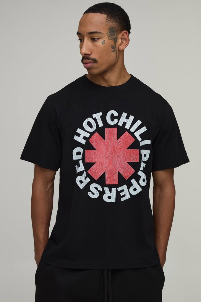 Oversized T-shirt Met Red Hot Chilli Peppers Licentie Print | Black | Size Medium
