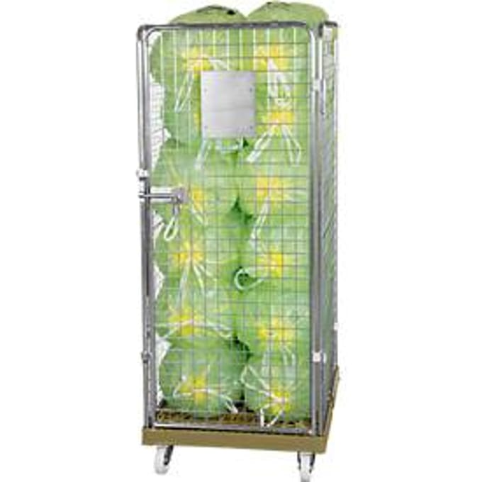 Gaascontainer 4-zijdig, 1600 bruikbare hoogte op kunststof rolcontainer, grijs RAL7032