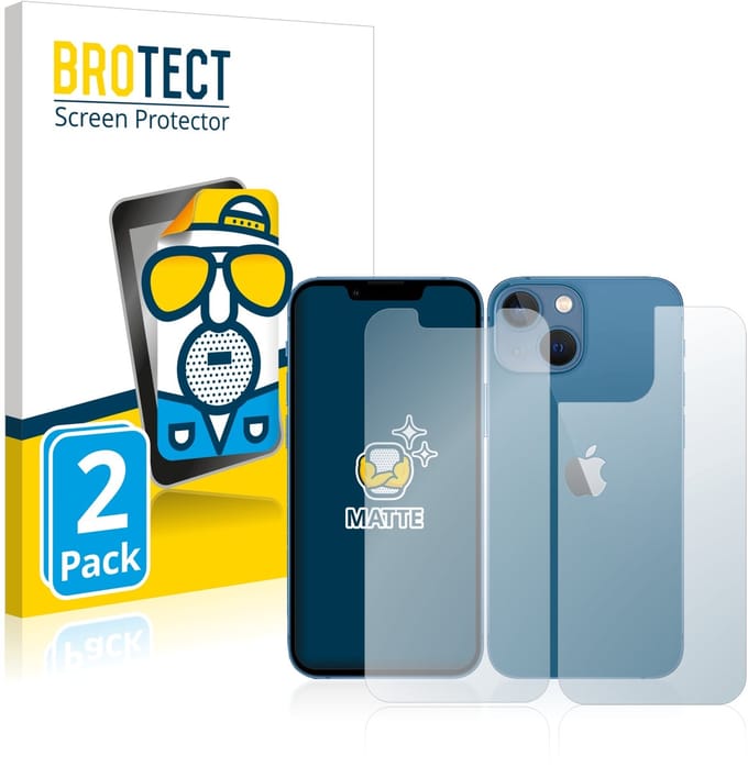 BROTECT - Screenprotector voor Apple iPhone 13 mini (Voor+Achter) - Folie Beschermfolie matte 2 Stuks