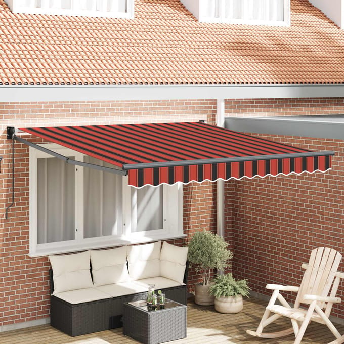 vidaXL - Uitschuifbare - luifel - Rood - en - Zwart - 350 - x - 250 - x - 165 - cm