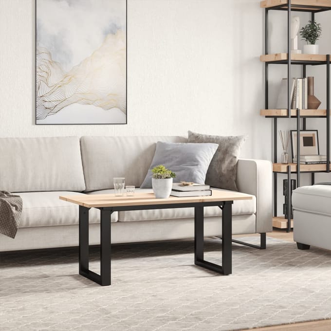 vidaXL - Salontafel - O-frame - 90x40x45 - cm - massief - grenenhout - en - staal