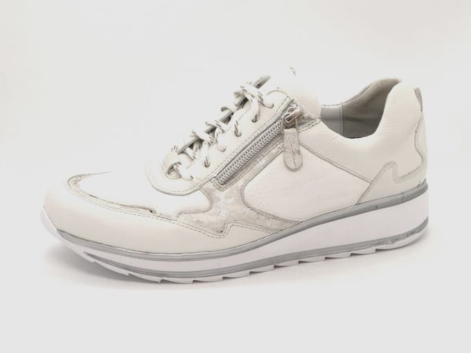 Durea Dames Sneaker - 6261-685-0175 Wit/Zilver - Wijdte H - Maat 7½ (41)