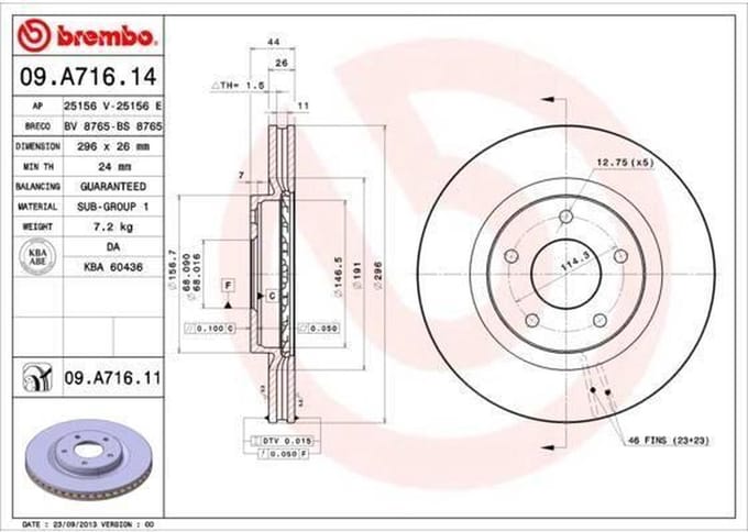 BREMBO Remschijfset 09.A716.14 - 2 stuks