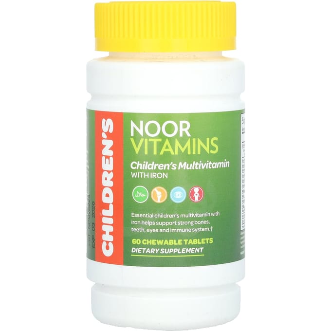 Noor Vitamins, multivitamines pour enfants contenant du fer, 60 comprimés à croquer
