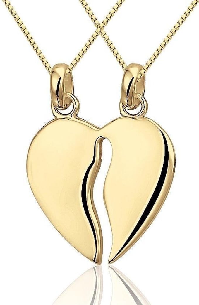 Montebello Ketting Breekhartje - 925 Zilver Verguld - Hart - 18x25mm - 2x45cm