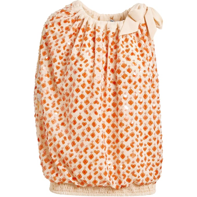Essentiel Antwerp Sequin Smocked Top Tops Off White Jocelyn