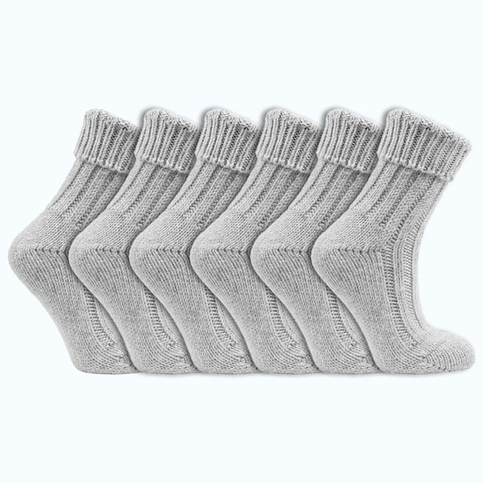Wollen sokken | Omslag sokken | Alpacawol | Kleur: Grijs | 6 paar